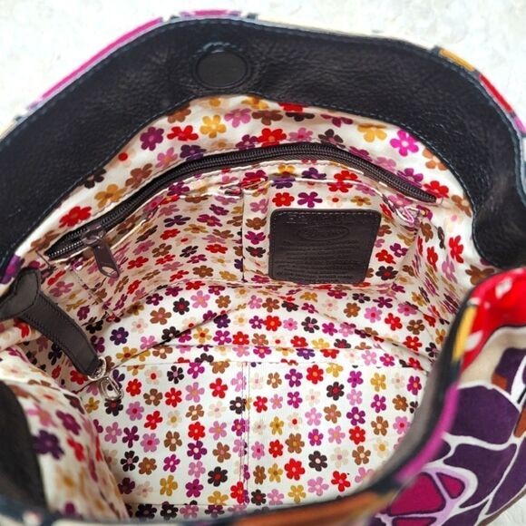 Brighton Baylyn Floral Canvas Shoulder Bag W/ Bamboo Handle - Picture 12 of 15